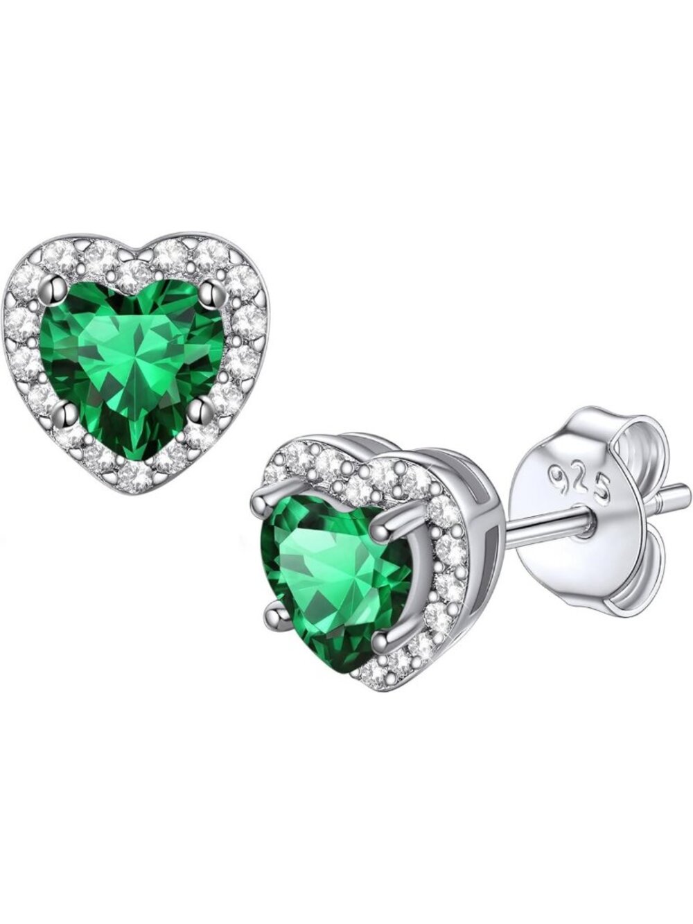 Sparkling 925 Sterling Silver Birthstone Stud Earrings for Women